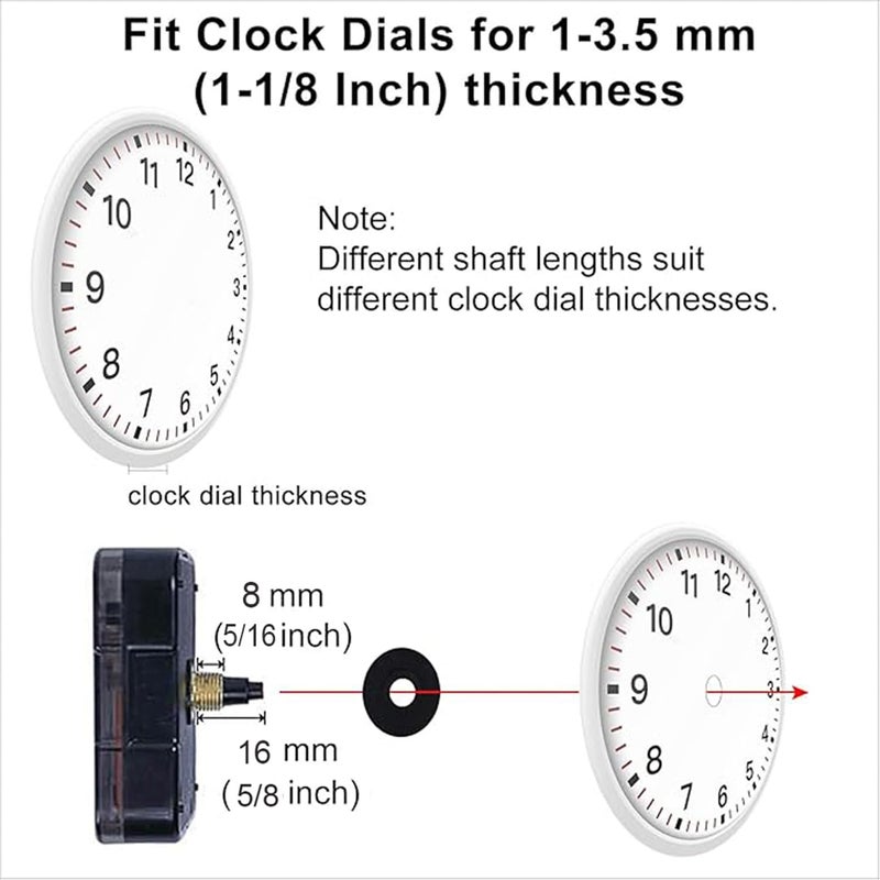 EMOON Clock Movement Mechanism Kit with 3 Pack Hands, Silent Sweep Quartz 12888 Motor, DIY Replacement for Custom Clock - Image 2